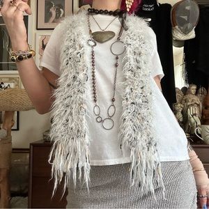 handknit art yarn scarf / soft & fuzzy / 🤍